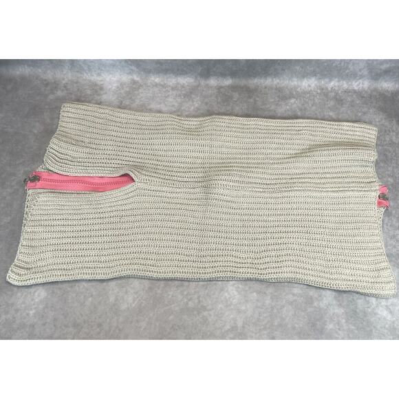 NWT Tildon Nordstrom Cable Knit Scarf Turtle Neck Warmer Beige Pink Zipper Cozy - Picture 7 of 8